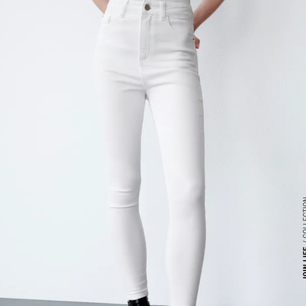 Zara white skinny high rise jeans